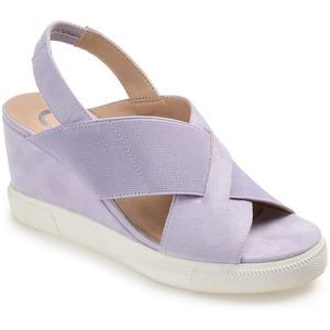 Journee Collection Womens Ronnie Purple Faux Suede Wedge Sandals Shoes NWT